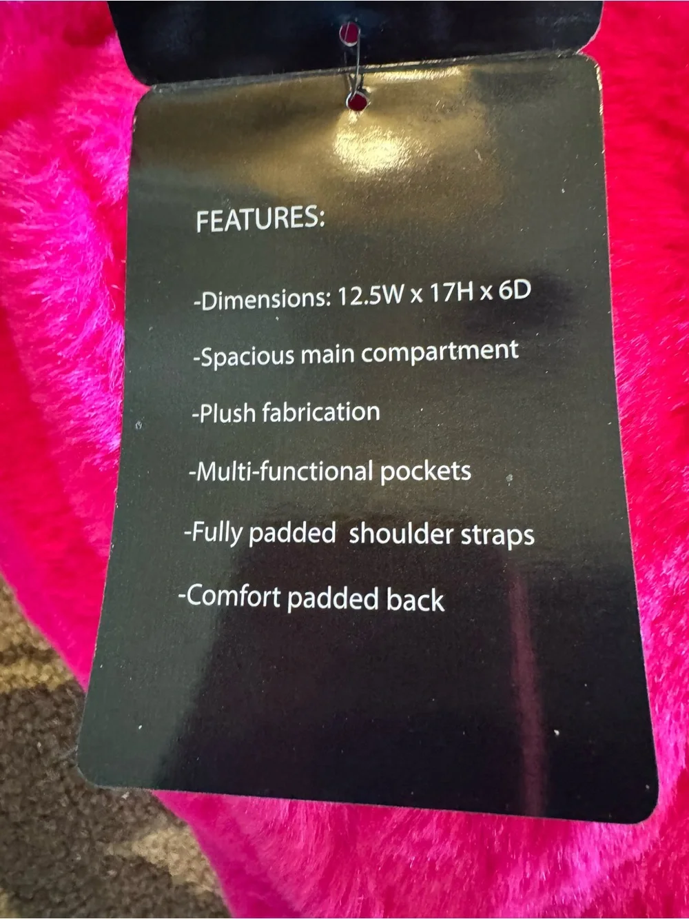 Fuchsia Plush Backpack - Soft Faux Fur (NWT)